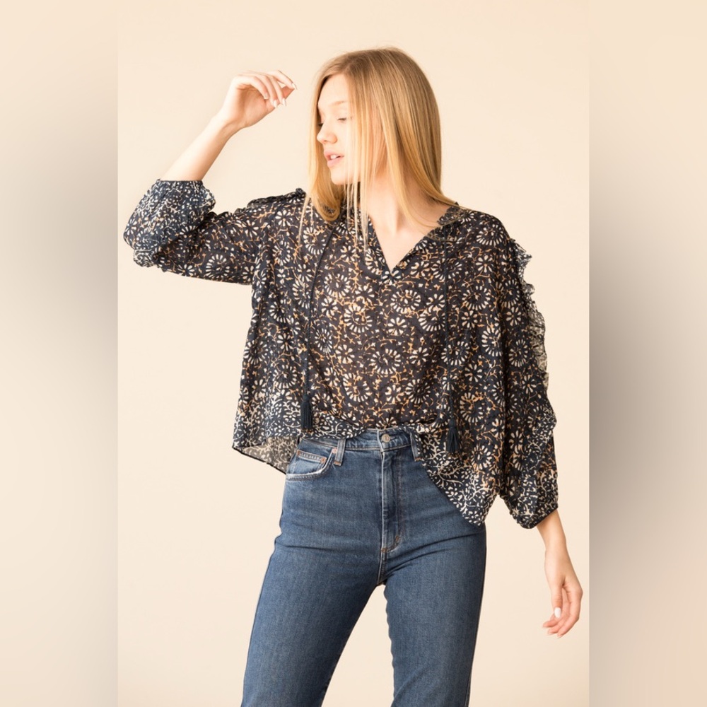 Ulla Johnson Lillian Blouse in Navy